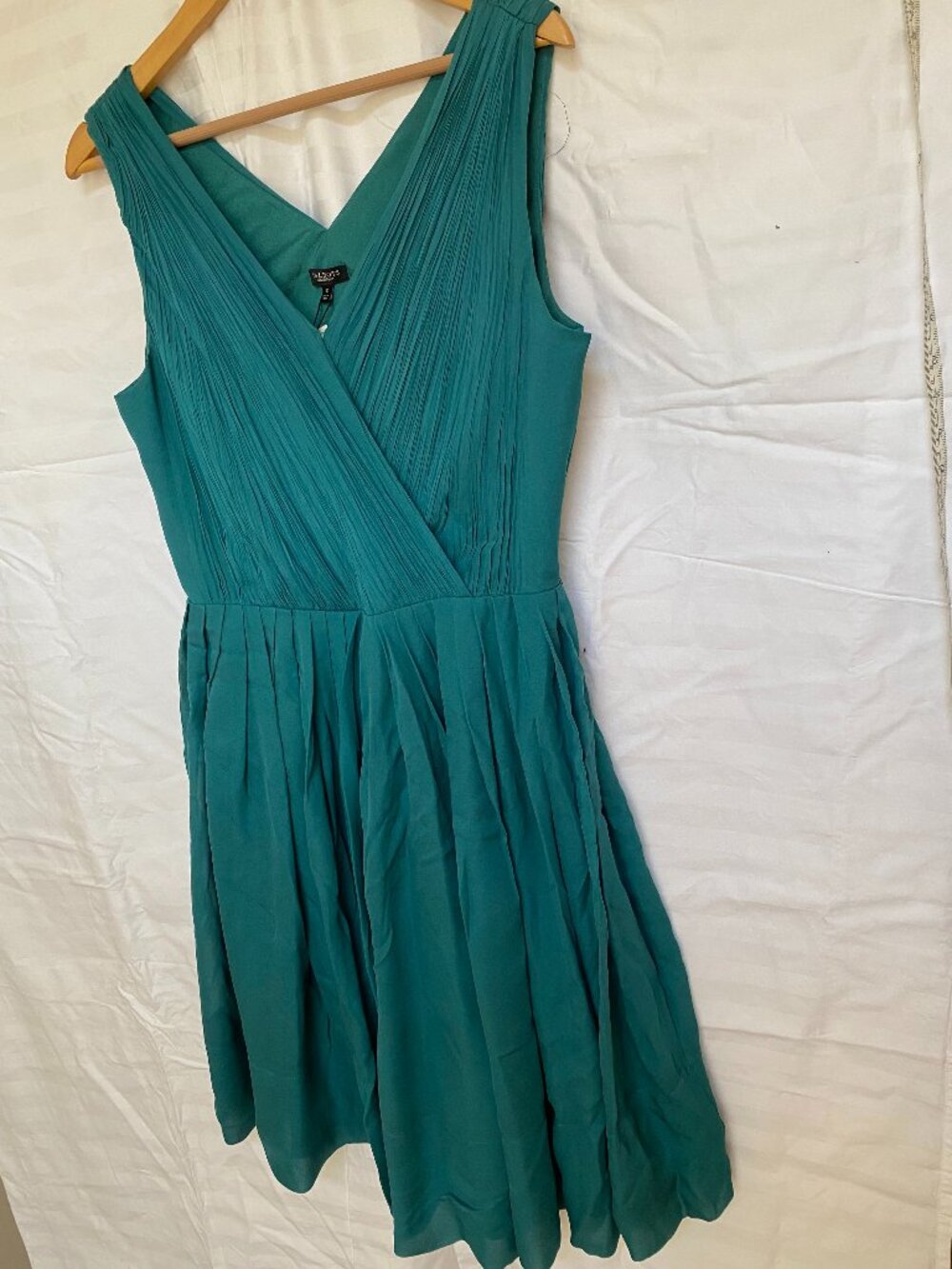 NWT Talbots Silk Pleated Dress Size 12 Teal Jewel Tone Elegant